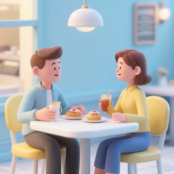 Dialog-Szene im Café