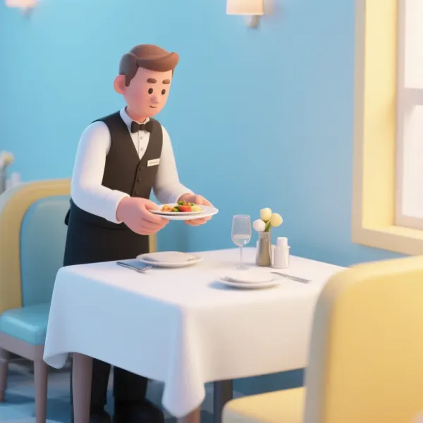 Dialog-Szene aus der App: Im Restaurant