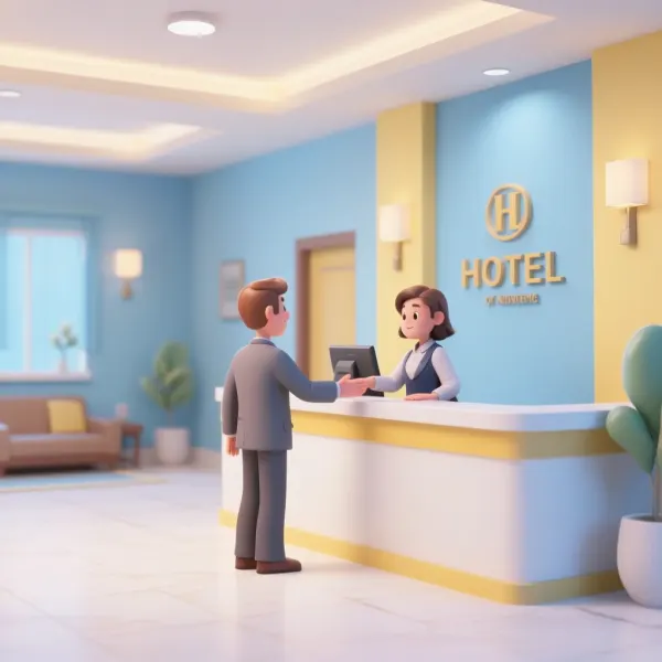 Dialog-Szene aus der App: Im Hotel
